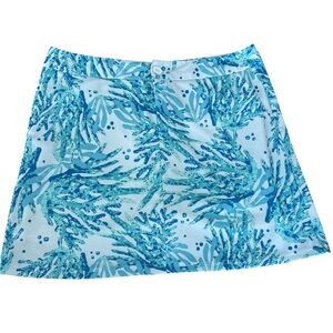 Top if Off Blue & White Coral Design Golf Skort Skirt Size Medium